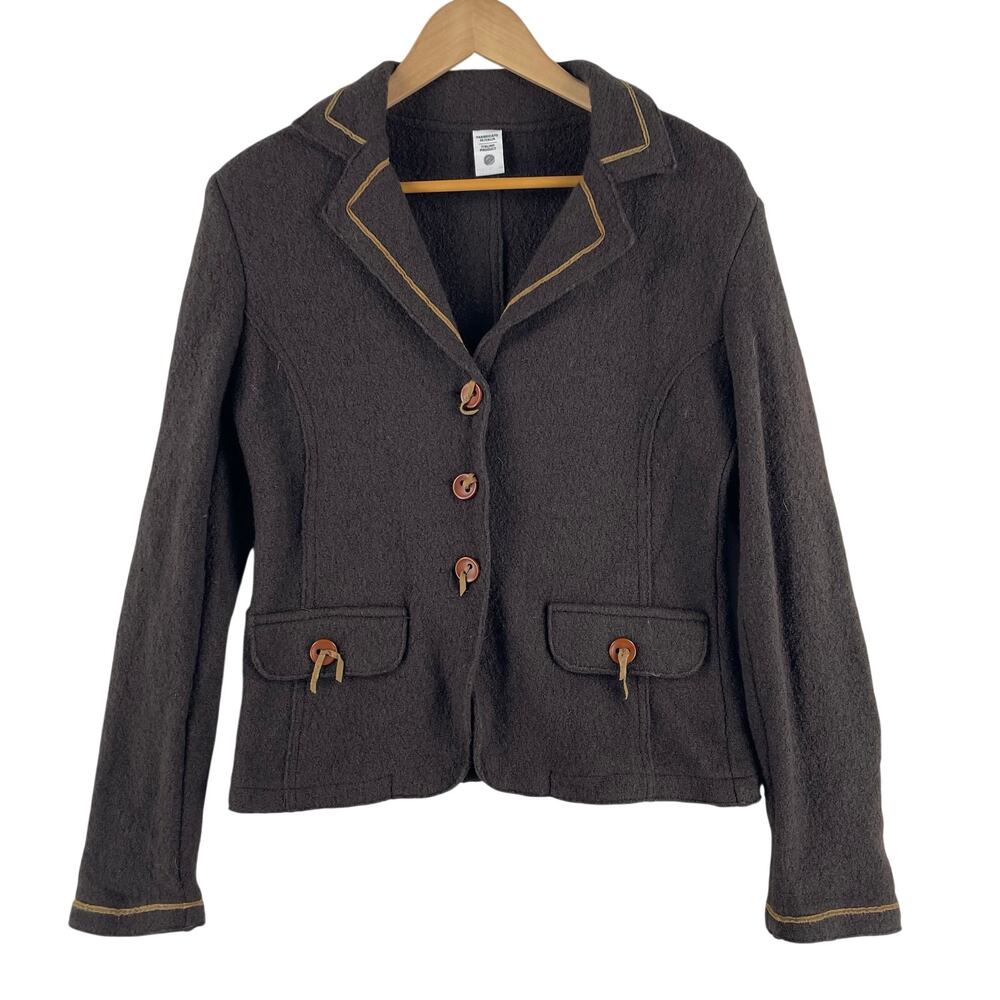 Product of Italy (Certified) Women’s Brown Boiled Wool Blazer SZ 8 (US)